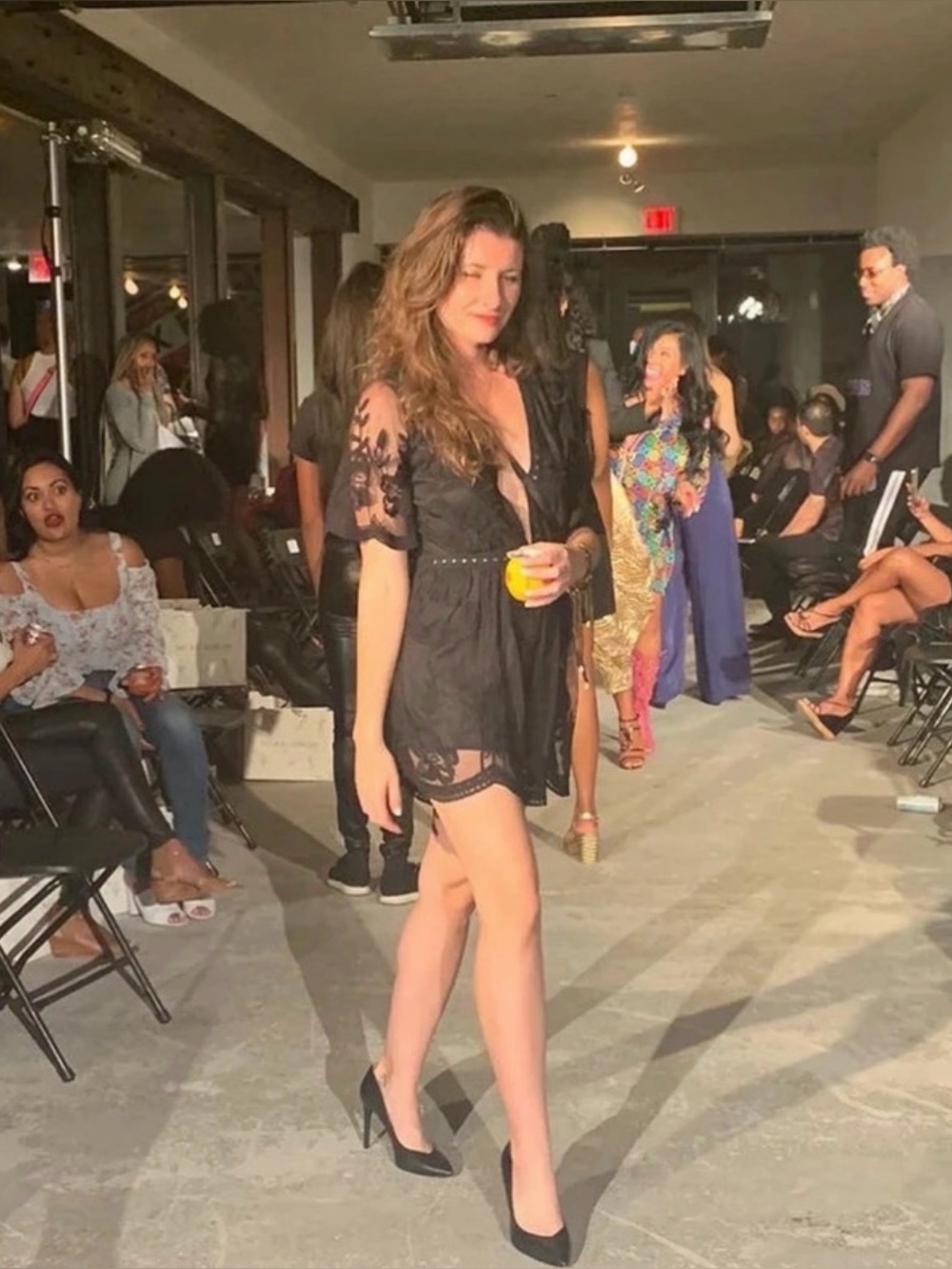 Honey Punch Black Lace Mini Dress with Scalloped Flutter Sleeves